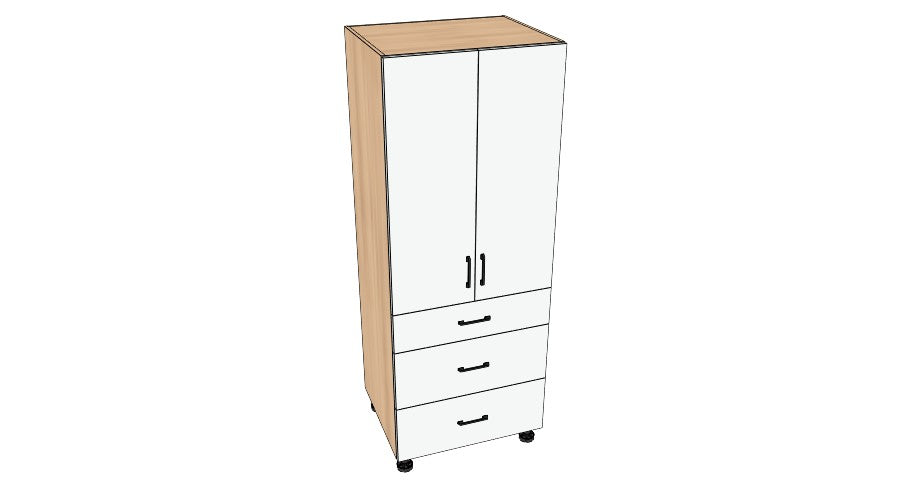 30″ Tall Pantry with Bottom Drawers - Acrylic Doors