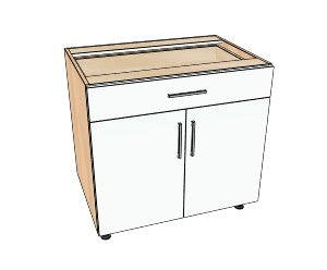 35" Drawer On Top Base Cabinet - Acrylic Doors