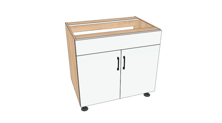 36" Sink Cabinet - Dummy On Top (No Back) - Acrylic Doors