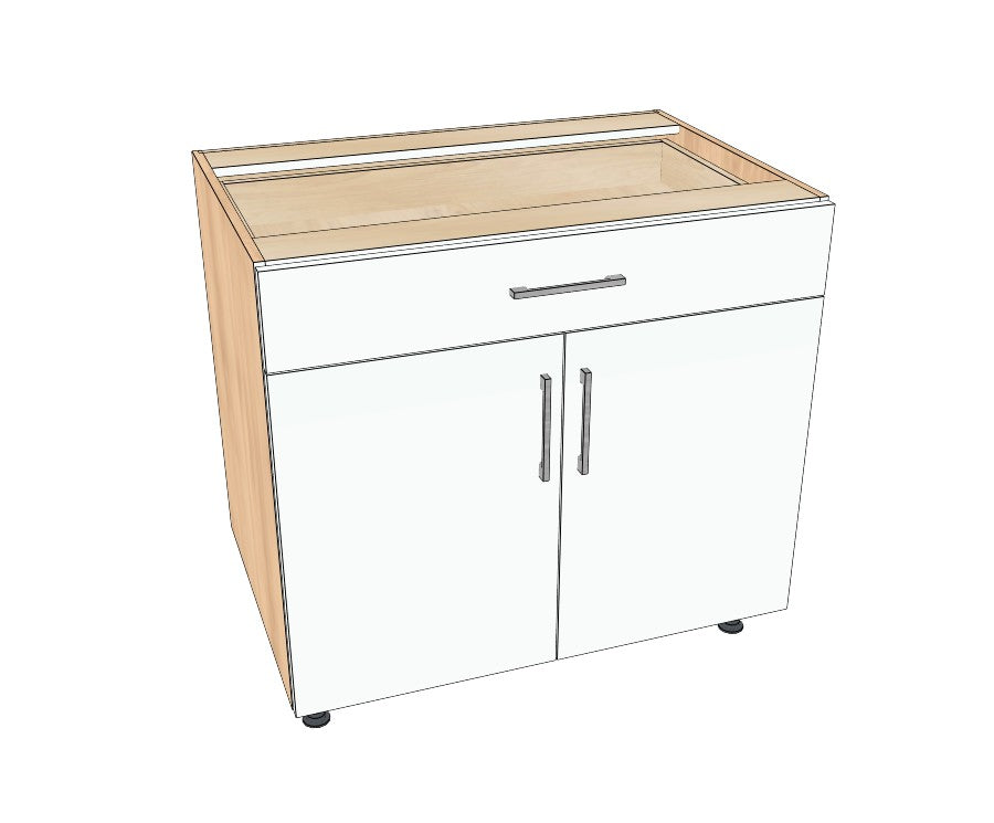 36" Drawer On Top Base Cabinet - Acrylic Doors