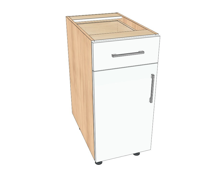 15" Drawer On Top Base Cabinet - Acrylic Doors