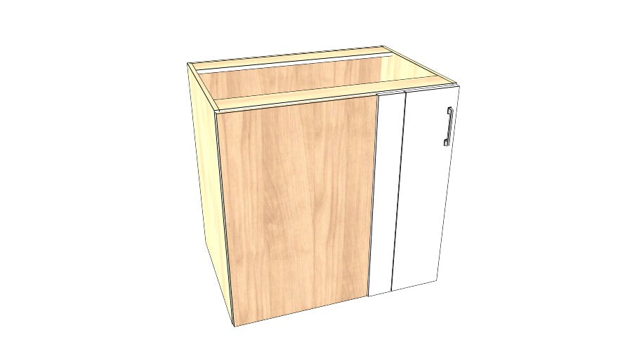 35" Blind Corner Base Cabinet - Acrylic Doors