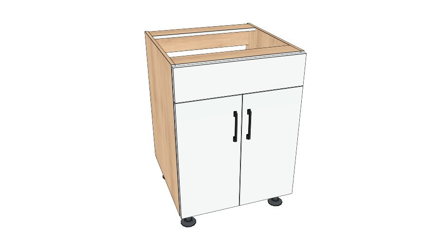 24" Sink Cabinet - Dummy On Top (No Back) - Acrylic Doors