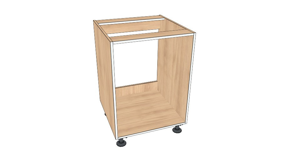 24" Sink Cabinet - Dummy On Top (No Back) - Acrylic Doors