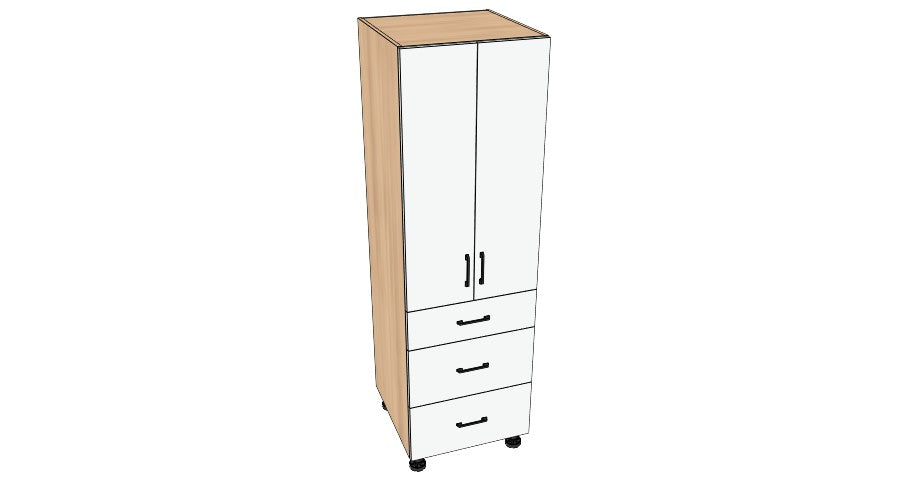 24″ Tall Pantry with Bottom Drawers - Acrylic Doors