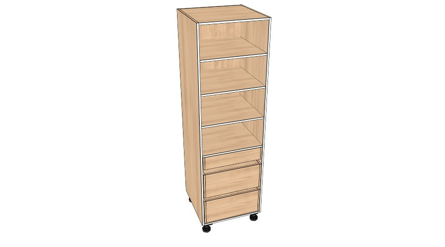 24″ Tall Pantry with Bottom Drawers - Acrylic Doors