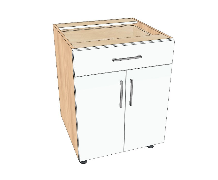 24" Drawer On Top Base Cabinet - Acrylic Doors