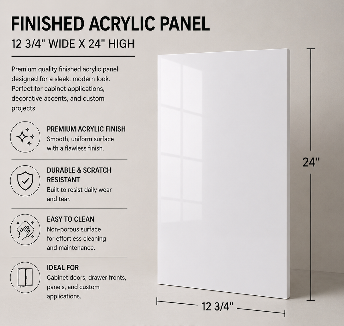 Wall Cabinet Acrylic Finished Side Panel - 12 3/4" Wide X 24" High