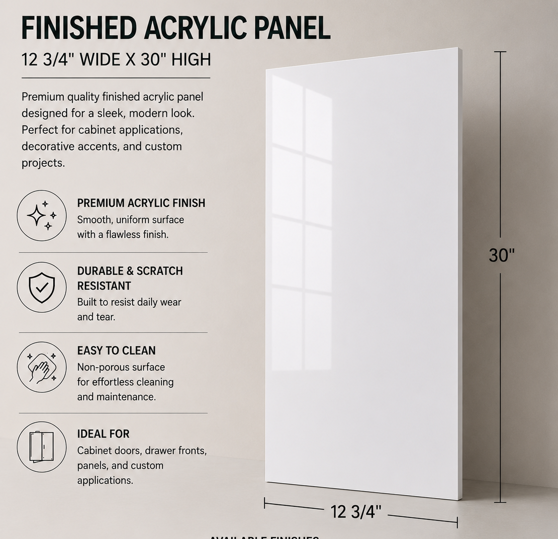 Wall Cabinet Acrylic Finished Side Panel - 12 3/4" Wide X 30" High