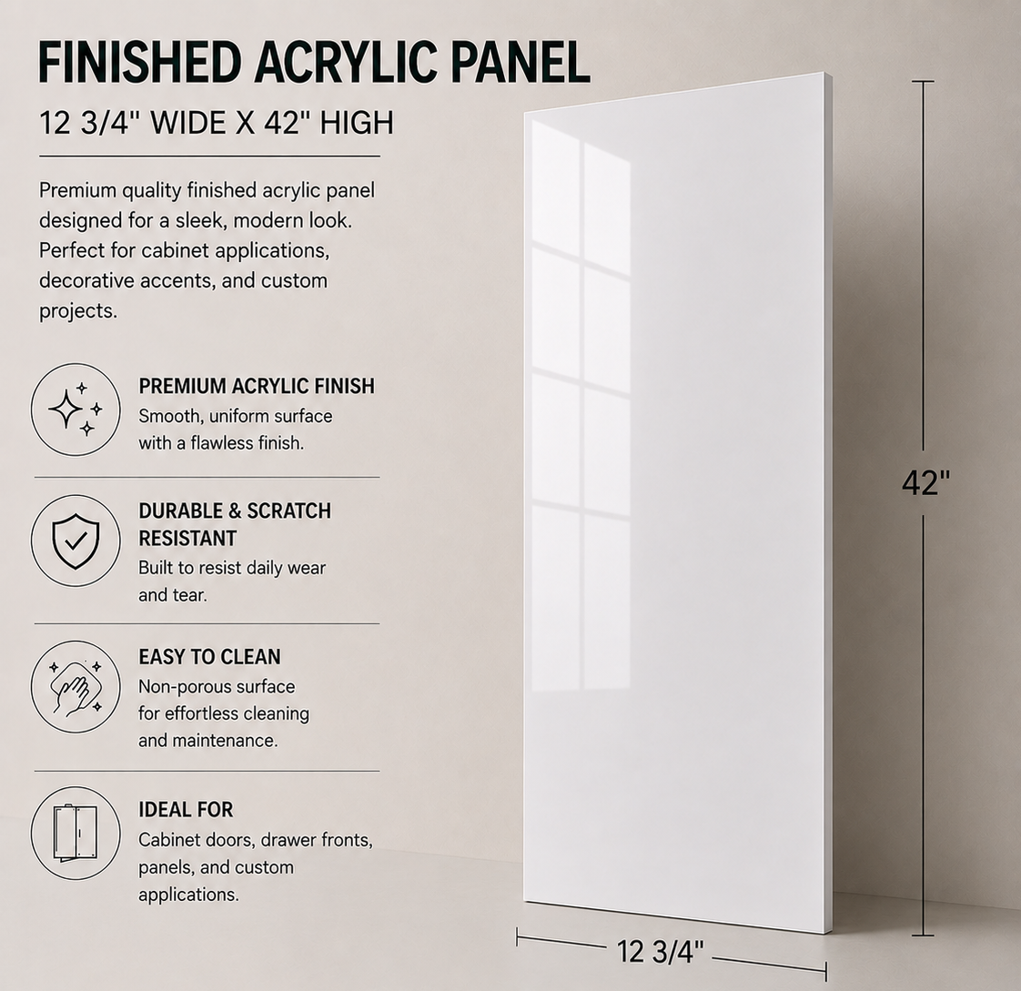 Wall Cabinet Acrylic Finished Side Panel - 12 3/4" Wide X 42" High