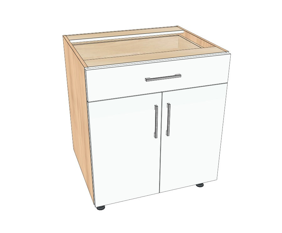 28" Drawer On Top Base Cabinet - Acrylic Doors