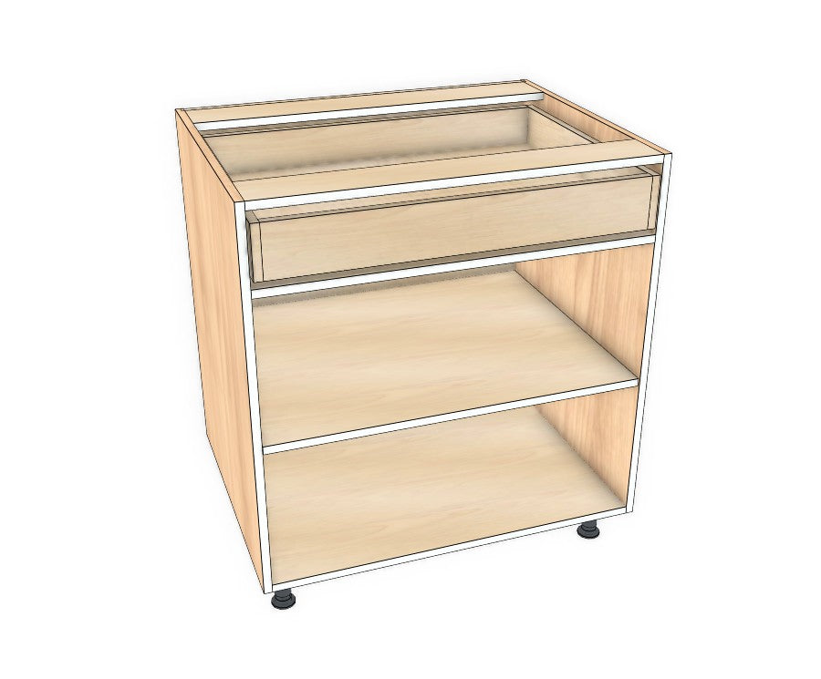 30" Drawer On Top Base Cabinet - Acrylic Doors