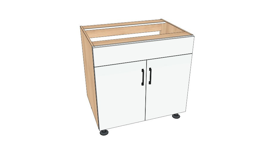 34" Sink Cabinet - Dummy On Top (No Back) - Acrylic Doors
