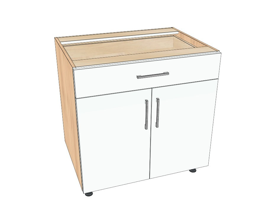 33" Drawer On Top Base Cabinet - Acrylic Doors