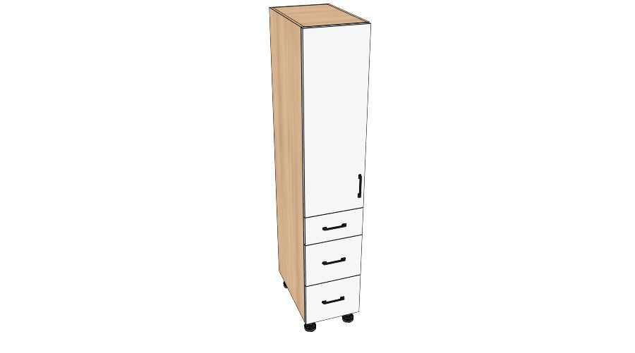 15″ Tall Pantry with Bottom Drawers - Acrylic Doors