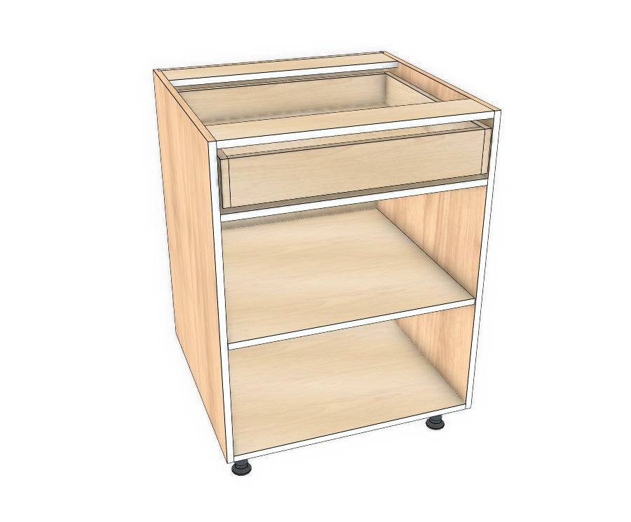 24" Drawer On Top Base Cabinet - Acrylic Doors